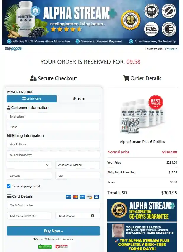 Alpha Stream Plus Order Page